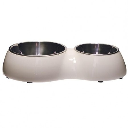 Catit Bowl Durable Double Dish Medium White