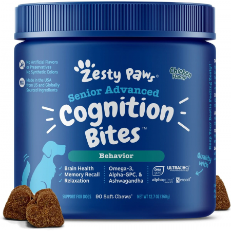 Zesty Paws Dog Senior Advanced Cognition Bites Chicken 90 Soft Chews
