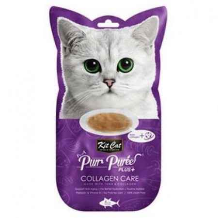 Kit Cat Purr Puree Plus Collagen Care Tuna & Collagen 15g x 4pcs (3 Packs)