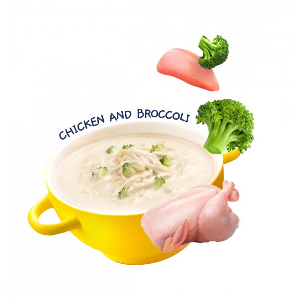 Moochie Cat Pouch Creamy Broth Chicken & Broccoli 40g x16