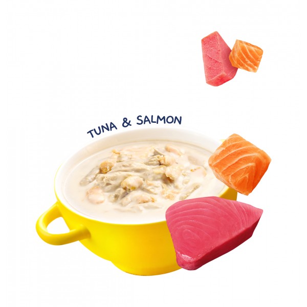 Moochie Cat Pouch Creamy Broth Tuna & Salmon 40gx12