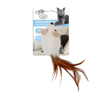 AFP Cat Toy Classic Comfort Feather Tailed Mouse White
