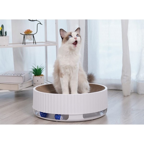 Dooee Cat Scratcher Interactive Corrugated Cardboard Toy White