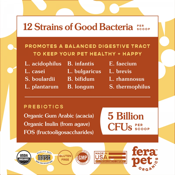 Fera Pet Organics Pet Supplement Probiotics+Prebiotics 60 scoops
