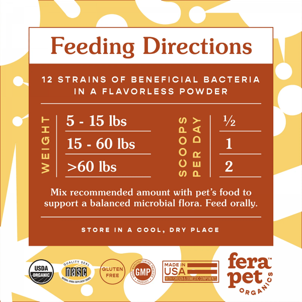 Fera Pet Organics Pet Supplement Probiotics+Prebiotics 60 scoops