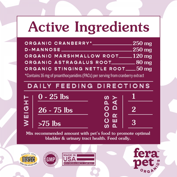 Fera Pet Organics Pet Supplement Bladder Support 60 scoops