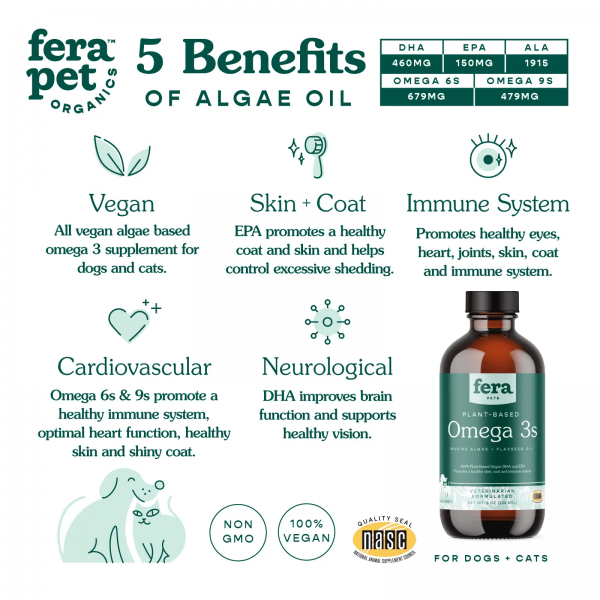 Fera Pet Organics Pet Algae Oil Vegan Omega-3s 8oz