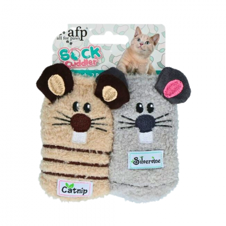AFP Cat Toy Sock Cuddler Mouse Sock Catnip & Silvervine