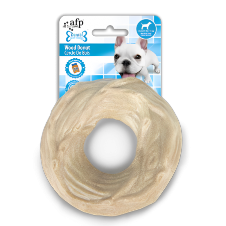AFP Dog Toy Dental Chew Wood Donut Peanut Butter