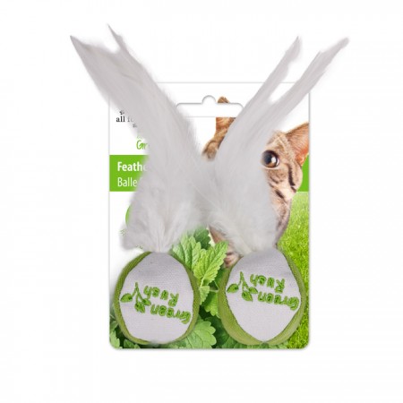 AFP Green Rush Natural Catnip Feather Ball 2pcs Cat Toy