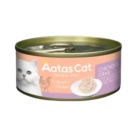 Aatas Cat Creamy Chicken & Crab Canned Food 80g Carton (24 Cans)