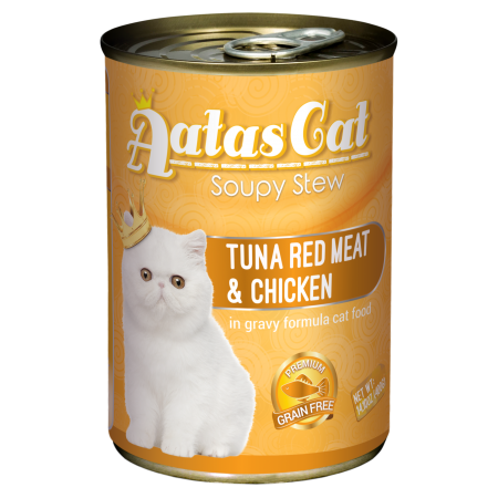 Aatas Cat Soupy Stew Tuna Red Meat & Chicken Canned Food 400g Carton (24 Cans)