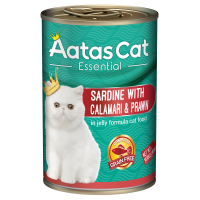 Aatas Cat Essential Sardine with Calamari & Prawn Canned Food 400g Carton (24 Cans)