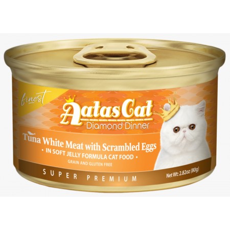 Aatas Cat Finest Diamond Dinner Tuna with Scrambled Eggs in Soft Jelly 80g Carton (24 Cans)
