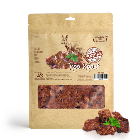 Absolute Bites Air Dried Roo Roast Dogs Treats 220g