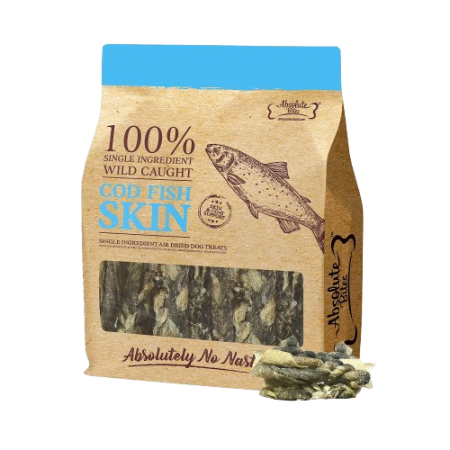 Absolute Bites Dog Treats Chew Air Dried Cod Fish Skin 250g