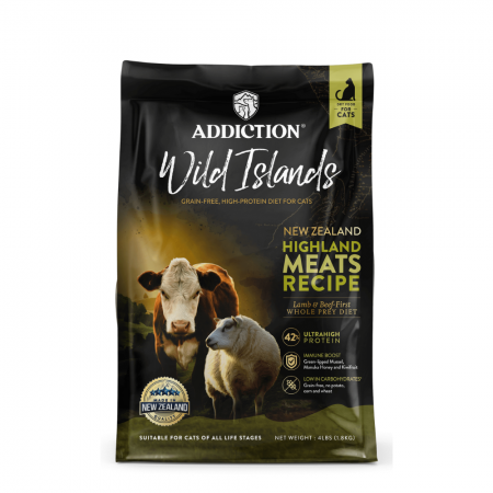 Addiction Cat Food Wild Islands Highland Meats Lamb & Beef High Protein Recipe 10lbs