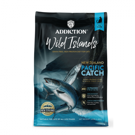 Addiction Cat Food Wild Islands Pacific Catch Salmon, Mackerel & Hoki High Protein Recipe 10lbs