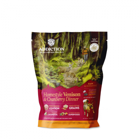 Addiction Dog Air-Dried Raw Homestyle Venison Cranberry 2lbs