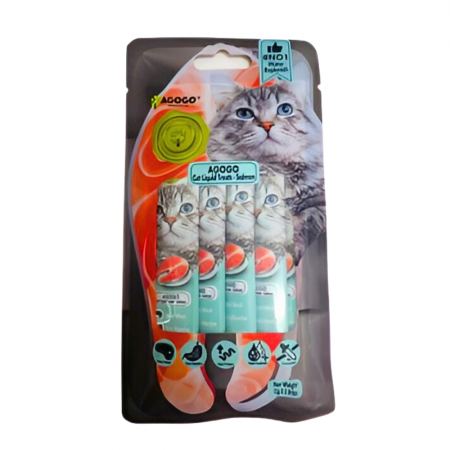 Agogo Cat Liquid Treat Salmon 12gx5sticks (3 Packs)