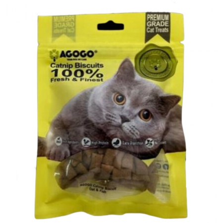 Agogo Cat Treat Catnip Biscuit Oat & Fish 50g