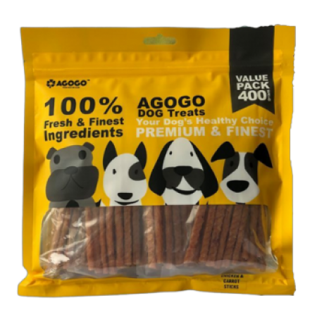 Agogo Dog Treat Chicken & Carrot Sticks 400g x2
