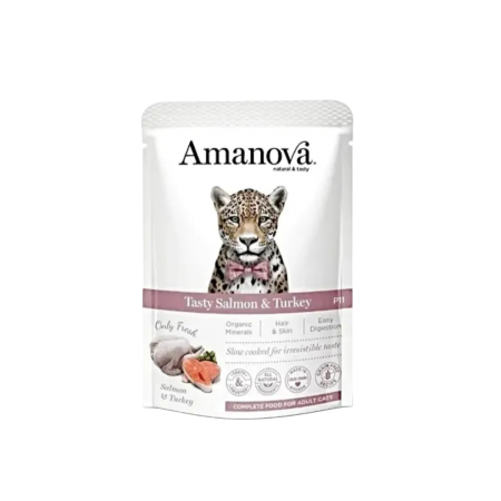 Amanova Cat Pouch Grain-Free Salmon & Turkey 85g (6 packs)