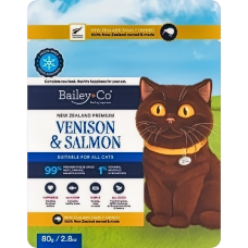 Bailey+Co Cat Treats Freeze Dried Raw Venison & Salmon 80g Bailey+Co Cat Treats Freeze Dried Raw Venison & Salmon 80g