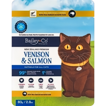 Bailey+Co Cat Treats Freeze Dried Raw Venison & Salmon 80g
