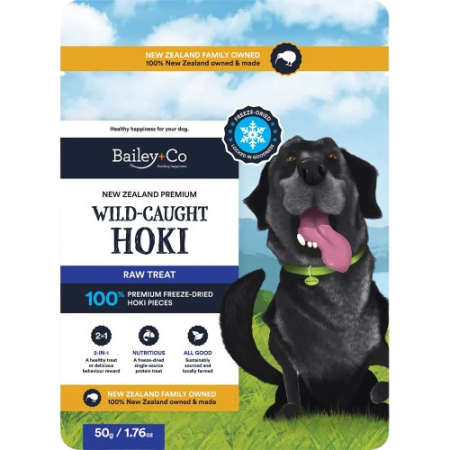 Bailey+Co Dog Treats Freeze Dried Raw Wild-Caught Hoki 50g