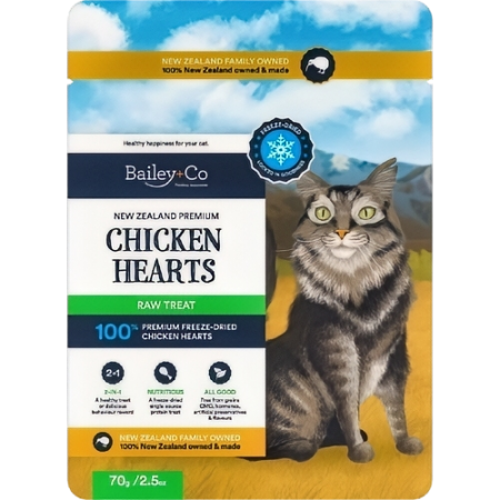 Bailey+Co Cat Treats Freeze Dried Raw Chic Heart 70g