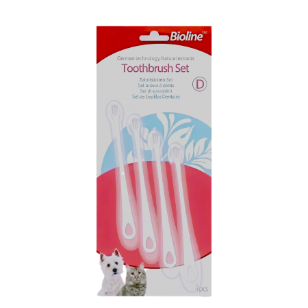 Bioline Dental Care Toothbrush for Cats & Dogs 4pcs