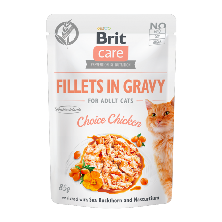 Brit Care Cat Fillets in Gravy With Choice Chicken 85g Carton (24 Pouches)