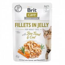 Brit Care Cat Fillets in Jelly with Fine Trout and cod 85g Carton (24 Pouches)