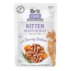 Brit Care Cat Fillets in Jelly with Savory Salmon 85g for Kitten (24 Pouches)