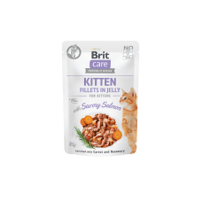 Brit Care Cat Pouch Kitten Fillets in Jelly with Savory Salmon 85g Carton (24 Pouches)
