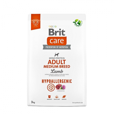 Brit Care Dog Hypoallergenic Lamb & Rice Adult Medium Breed 3kg