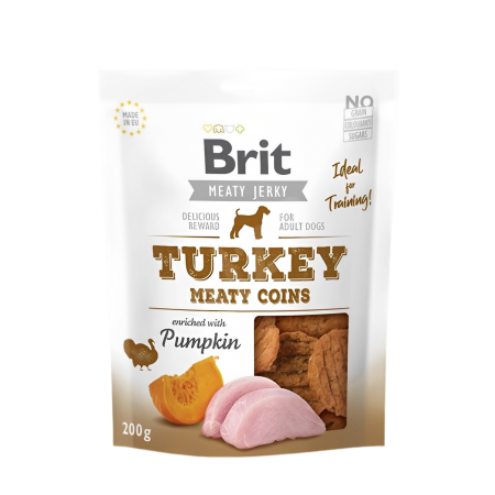 Brit Care Dog Treat Meaty Jerky Turkey Coins 200g x2