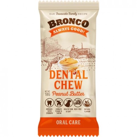 Bronco Dog Treats Dental Chew Peanut Butter 18g
