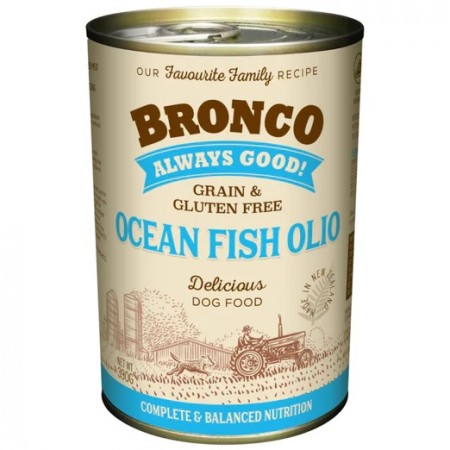 Bronco Dog Wet Food Canned Ocean fish Olio 390g (12 Cans)