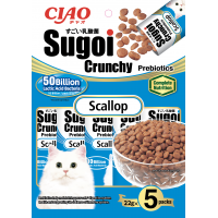 CIAO Sugoi Crunchy Scallop Flavor Plus Prebiotics 22g x 5 (3 packs)