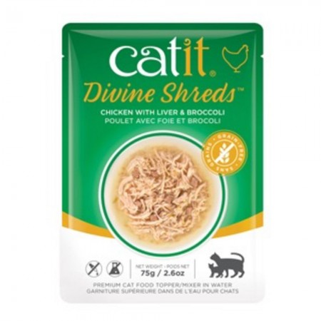 Catit Cat Wet Food Divine Shreds Chicken With Liver & Brocoli 75g/2.6oz (18 packs)