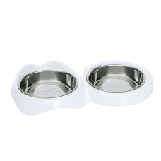 Catit Pet Dish Pixi Double Bowl Stainless Steel White