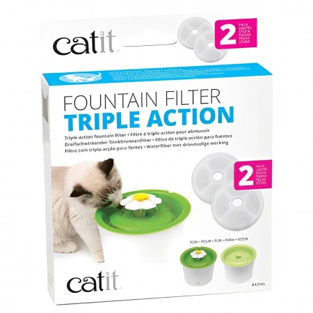 Catit Pet Water Drinking Fountain Filter with Triple Action 2pcs