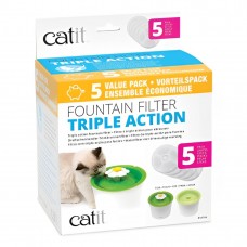 Catit Pet Water Drinking Fountain Flower Series Replacement Filters with Triple Action 5pcs