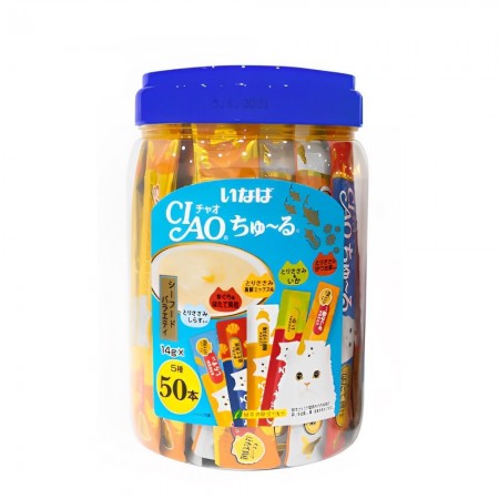 Ciao Chu Ru Seafood With Added Vitamin And Green Tea Extract 14g X 50pcs (2 Tub)
