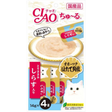 Ciao Chu ru Chicken Fillet Scallop & Whitebait with Added Vitamin and Green Tea Extract 14g x 4pcs (3 Packs)