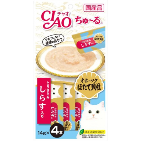 Ciao Chu ru Chicken Fillet Scallop & Whitebait with Added Vitamin and Green Tea Extract 14g x 4pcs