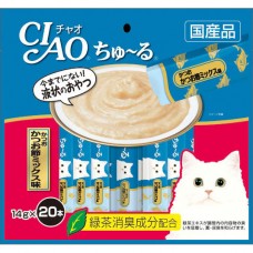 Ciao Chu ru Tuna Dried Bonito Mix with Added Vitamin and Green Tea Extract 14g x 20pcs (2 Packs)