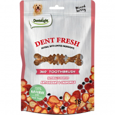 Dentalight Dog Treat 3" Dent Fresh Fruit 360° Toothbrush Mixed Berries (18 pcs/150g)